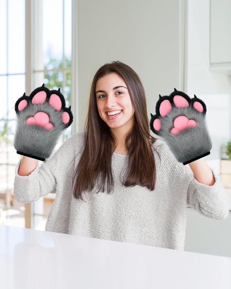 BNLIDES Cosplay Fursuit Paw Gloves Furry Claw Gloves Built-in Whistle Decompression Toys Costume Party Accessories for Adult - Image 5